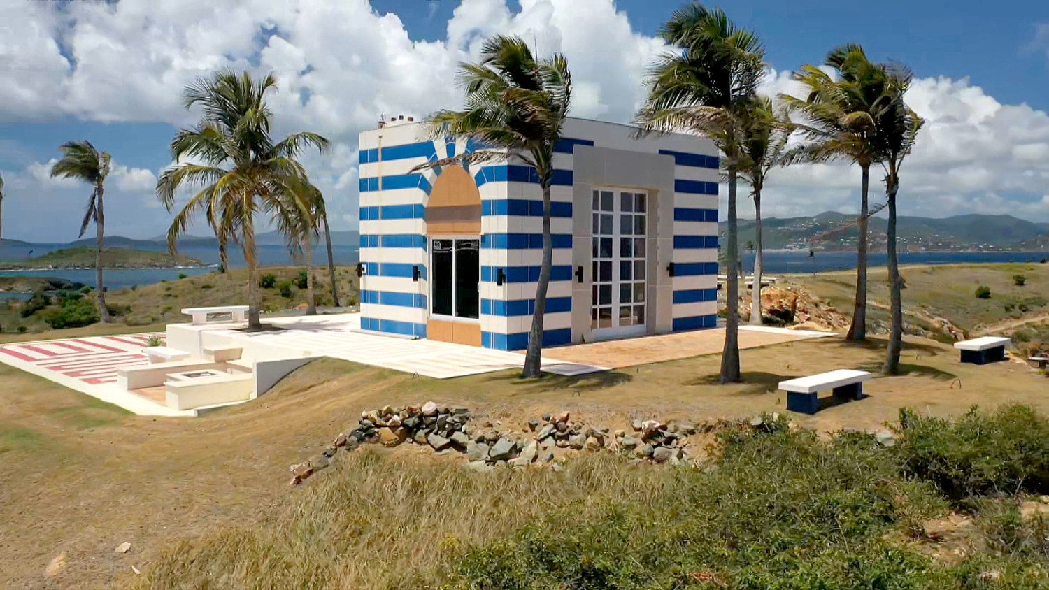 Blue-and-White Striped Temple